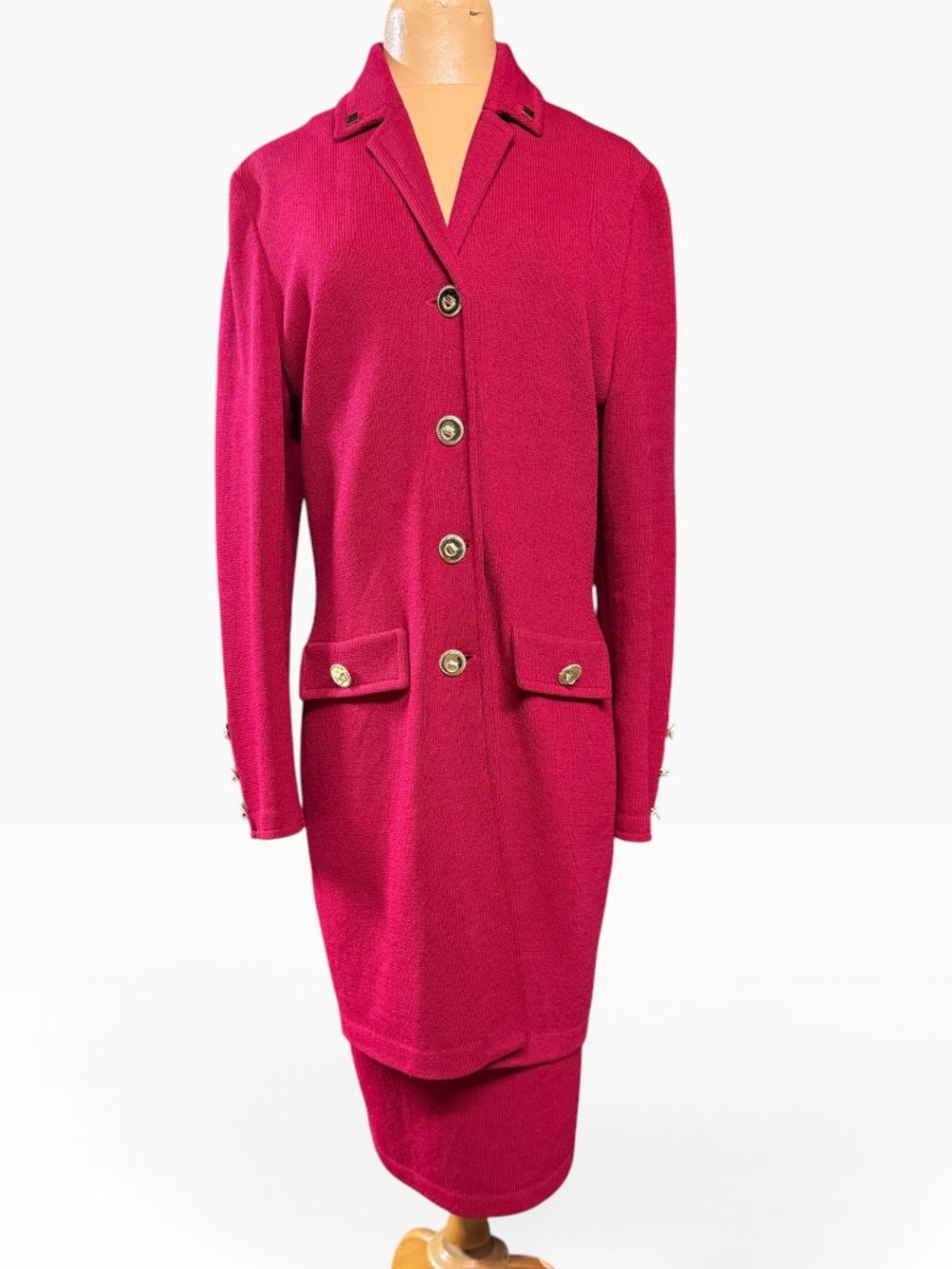 St John, Long Knit Cadigan/Coat and Pencil Skirt Suit